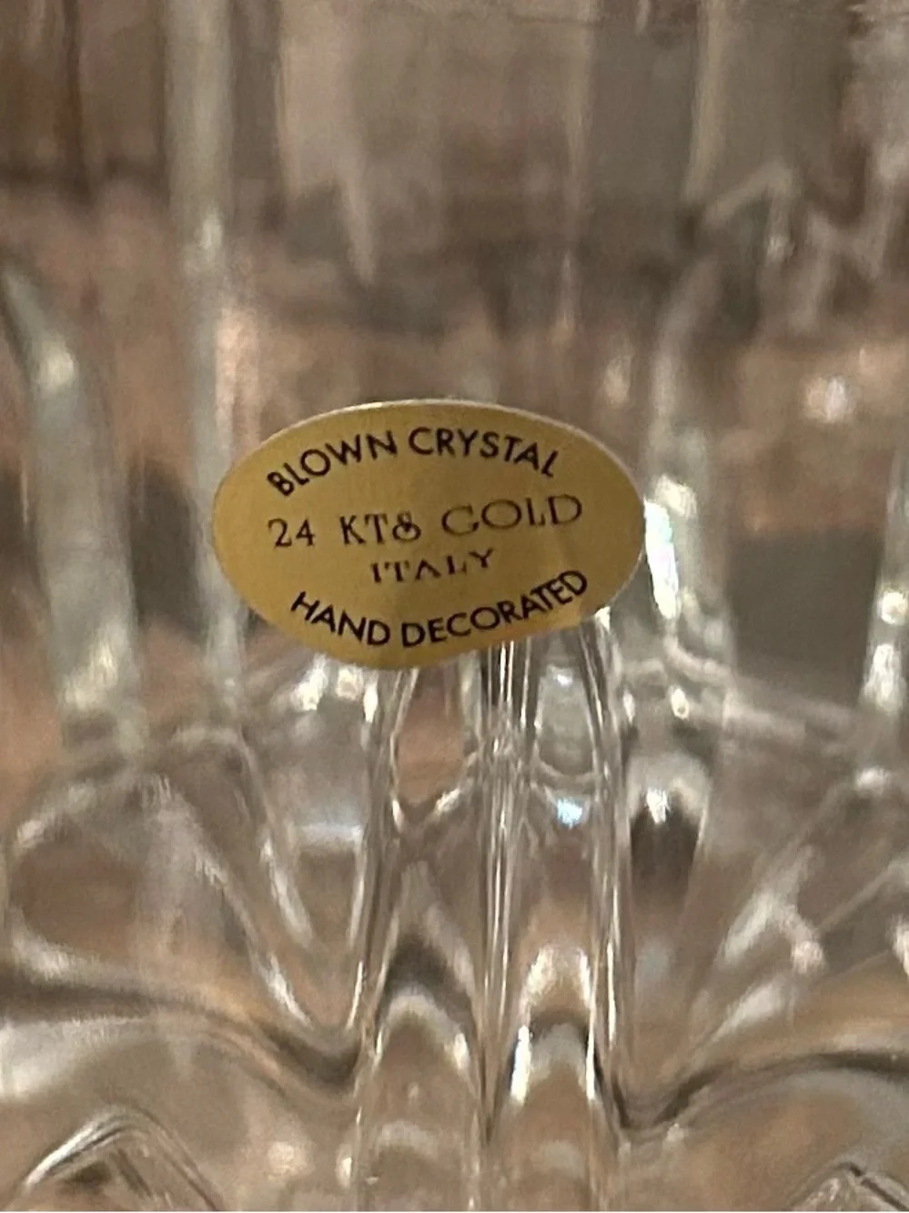 VINTAGE Crystal Mini Ice Bucket 24K Gold Rim 1980's Made in Italy